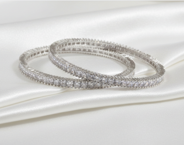 Silver Crystal AD Bangles | Radiant Jewels Store