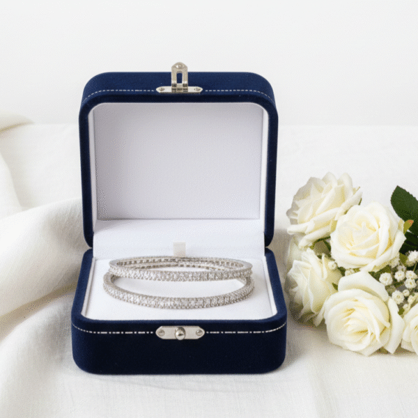 Silver Crystal AD Bangles RJS | Radiant Jewels Store