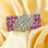 Silver-Tone Pink Stone Leaf Bracelet| Radiant Jewels Store