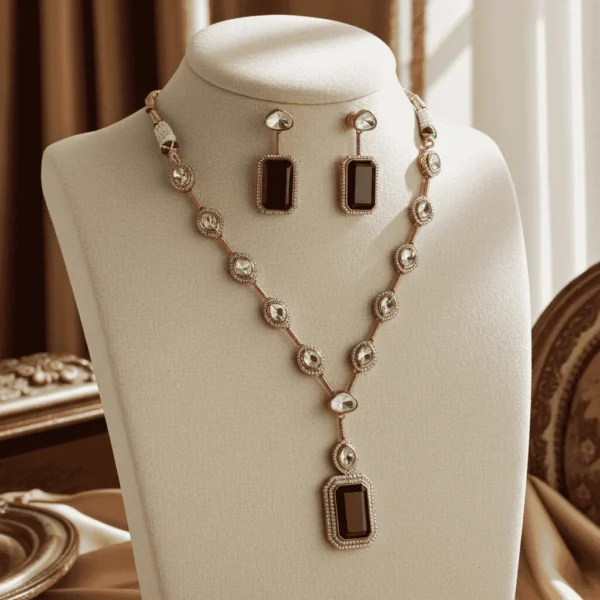 Black Stone Necklace Set | Radiant Jewels Store