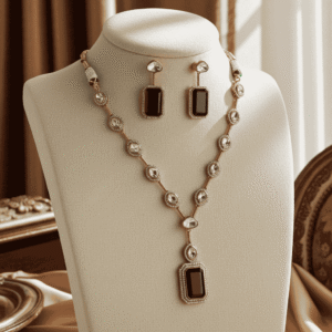 Black Stone Necklace Set | Radiant Jewels Store