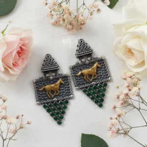 Green Oxidised Earrings | Radiant Jewels Store