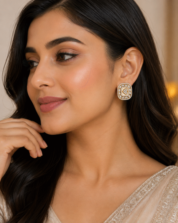 Kundan Polki Earrings rjs |Radiant Jewels Store