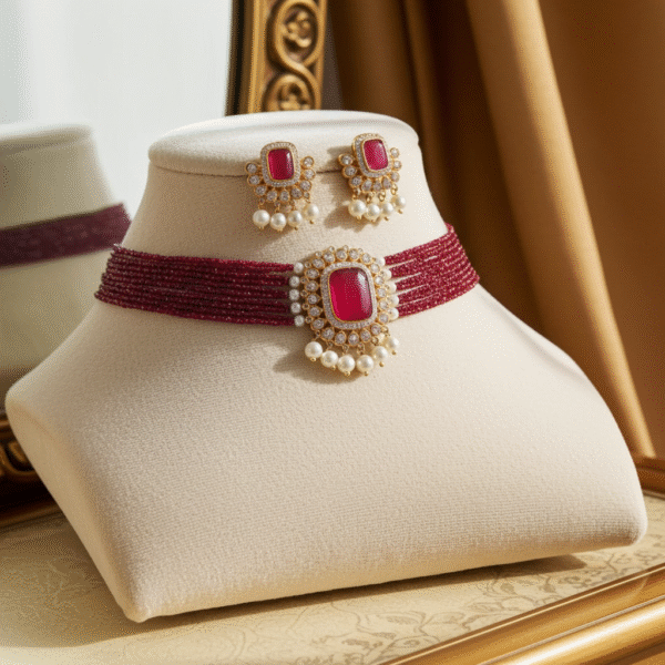 Maroon Choker Set 2 | Radiant Jewels Store