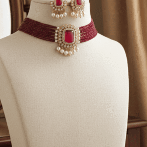 Maroon Choker Set Rjs | Radiant Jewels Store