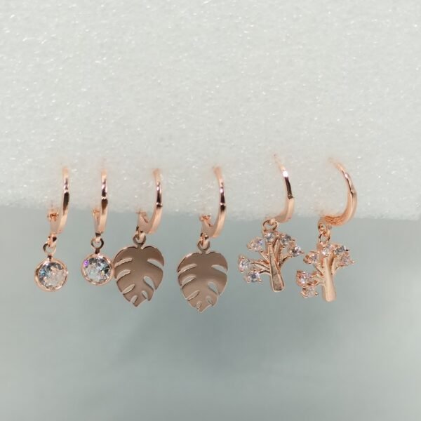 Rose Gold Tri Earrings RJS | Radiant Jewels Store