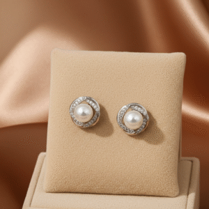 White Pearl Stud Earrings | Radiant jewels store