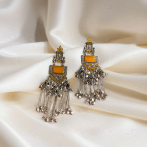 Women Silver Plated Oxidised Ghungroo Beaded Earrings| Radiant Jewels Store