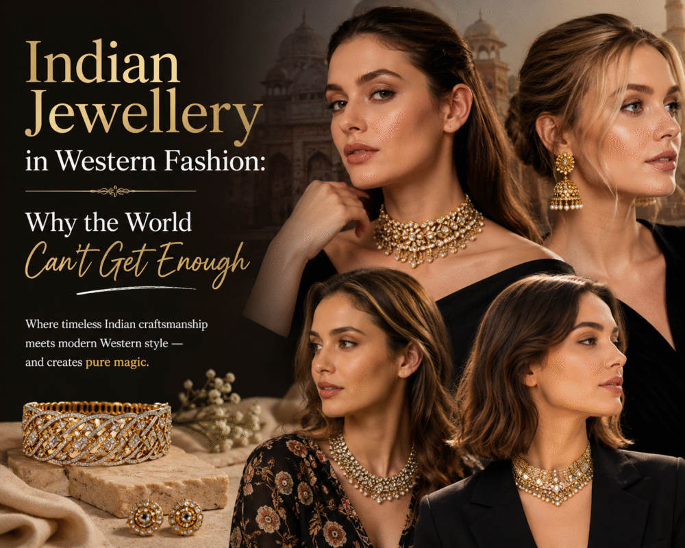 Indian jewellery styled with Western fashion outfit | Radiant Jewels Store
