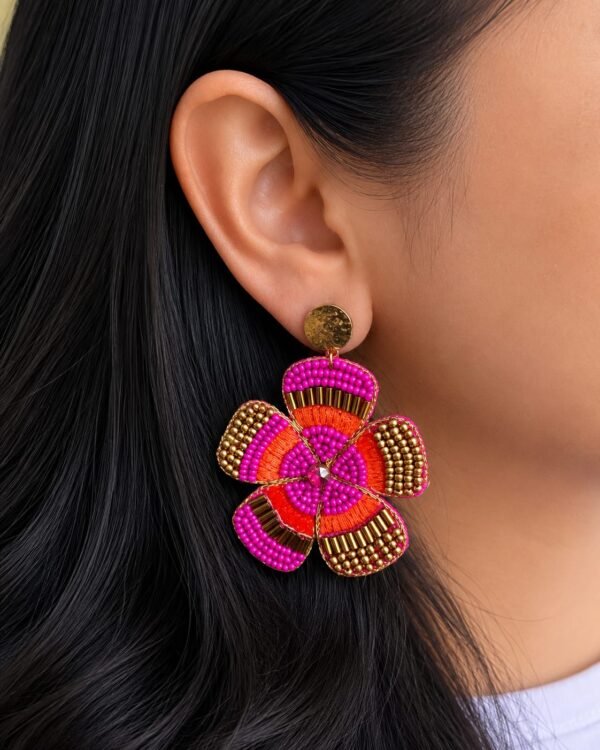 Orange Pink Handmade Earrings | Radiant Jewels Store
