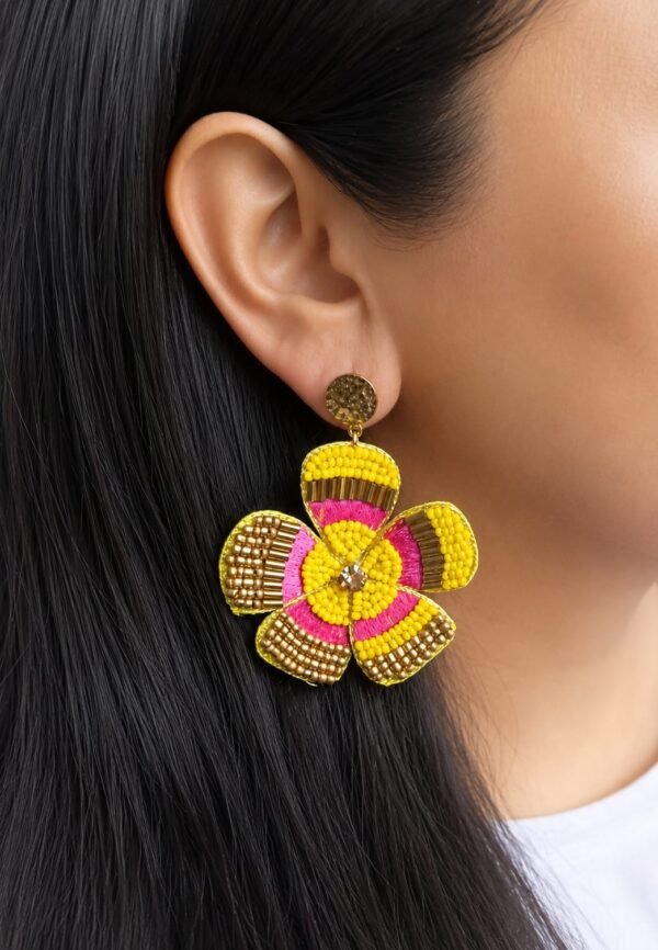 Yellow Pink Handmade Earrings | Radiant Jewels Store